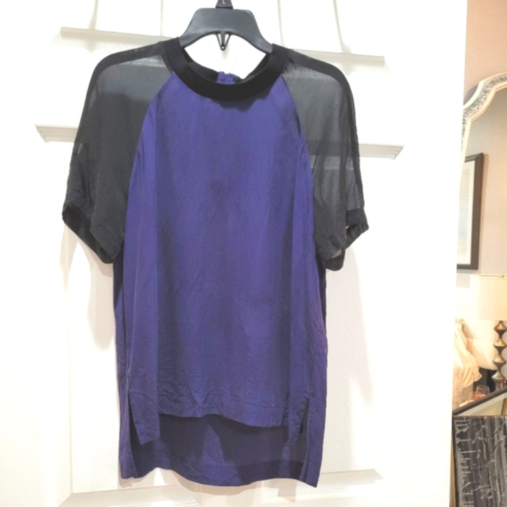 Madewell sheer Silk colorblock short sleeve blouse Work wear size XS